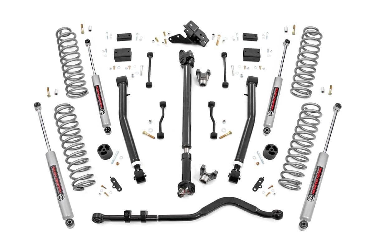 Rough Country 3.5 Inch Lift Kit Adj LCA FR D/S Jeep Wrangler JL 4WD (2024-2026)