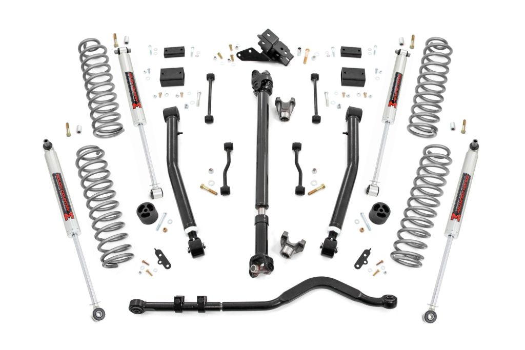 Rough Country 3.5 Inch Lift Kit Adj LCA FR D/S M1 Jeep Wrangler JL 4WD (2024-2026)