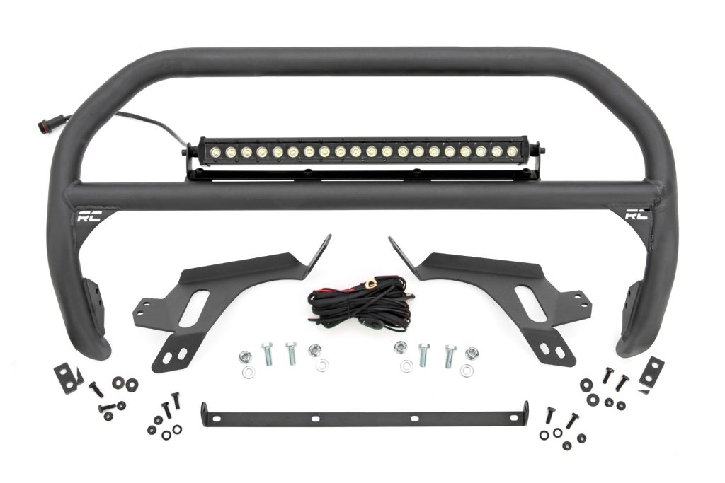 Rough Country Nudge Bar w/ Tow Hooks 20 Inch Black Single Row LED Ford Bronco Sport (21-24)