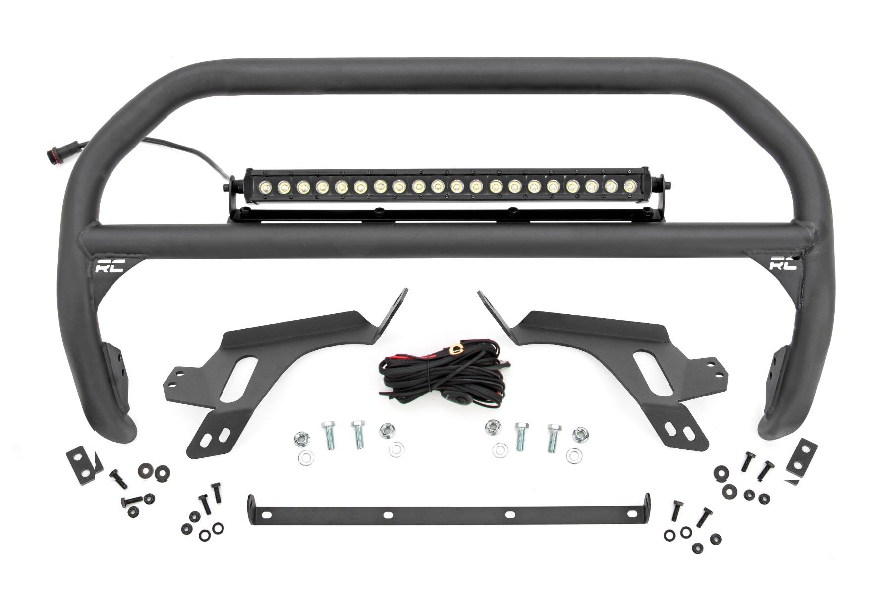 Rough Country Nudge Bar w/ Tow Hooks 20 Inch Black Single Row LED Ford Bronco Sport (21-24)