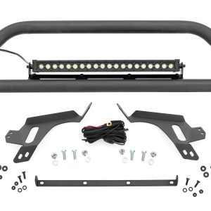 Rough Country Nudge Bar w/ Tow Hooks 20 Inch BLK DRL Single Row LED Ford Bronco Sport (21-24)
