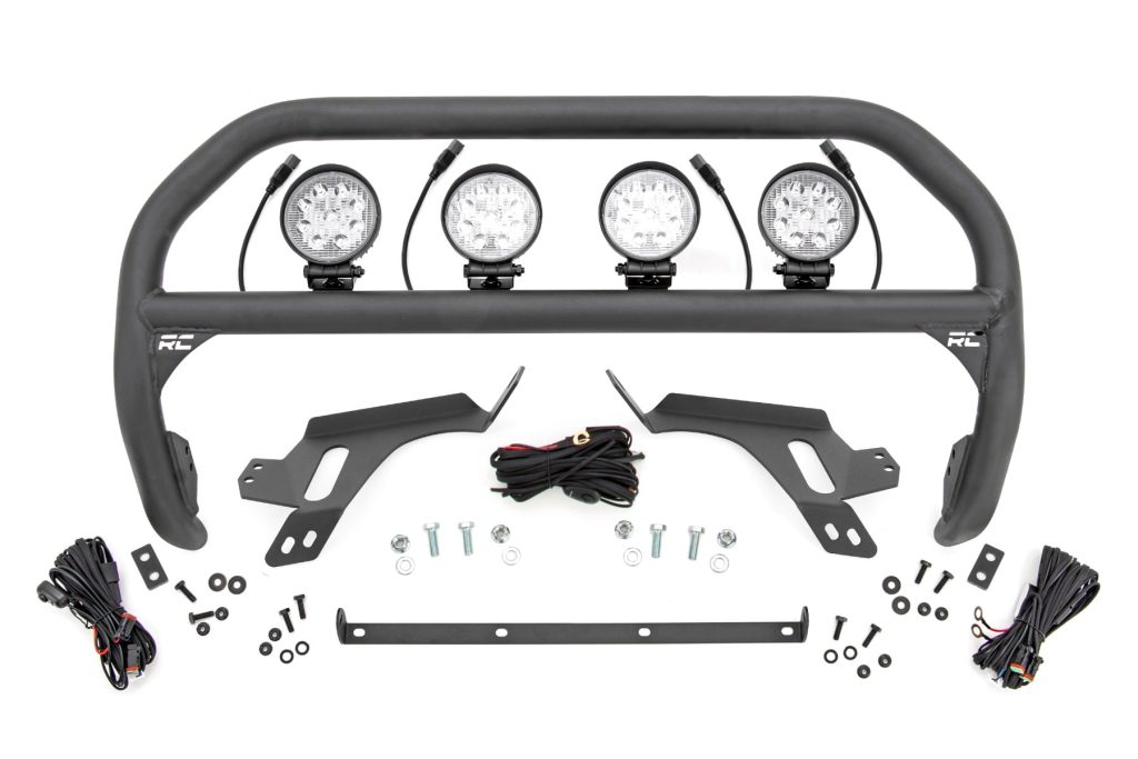 Rough Country Nudge Bar w/ Tow Hooks 4 Inch Round Led (x4) Ford Bronco Sport (21-24)