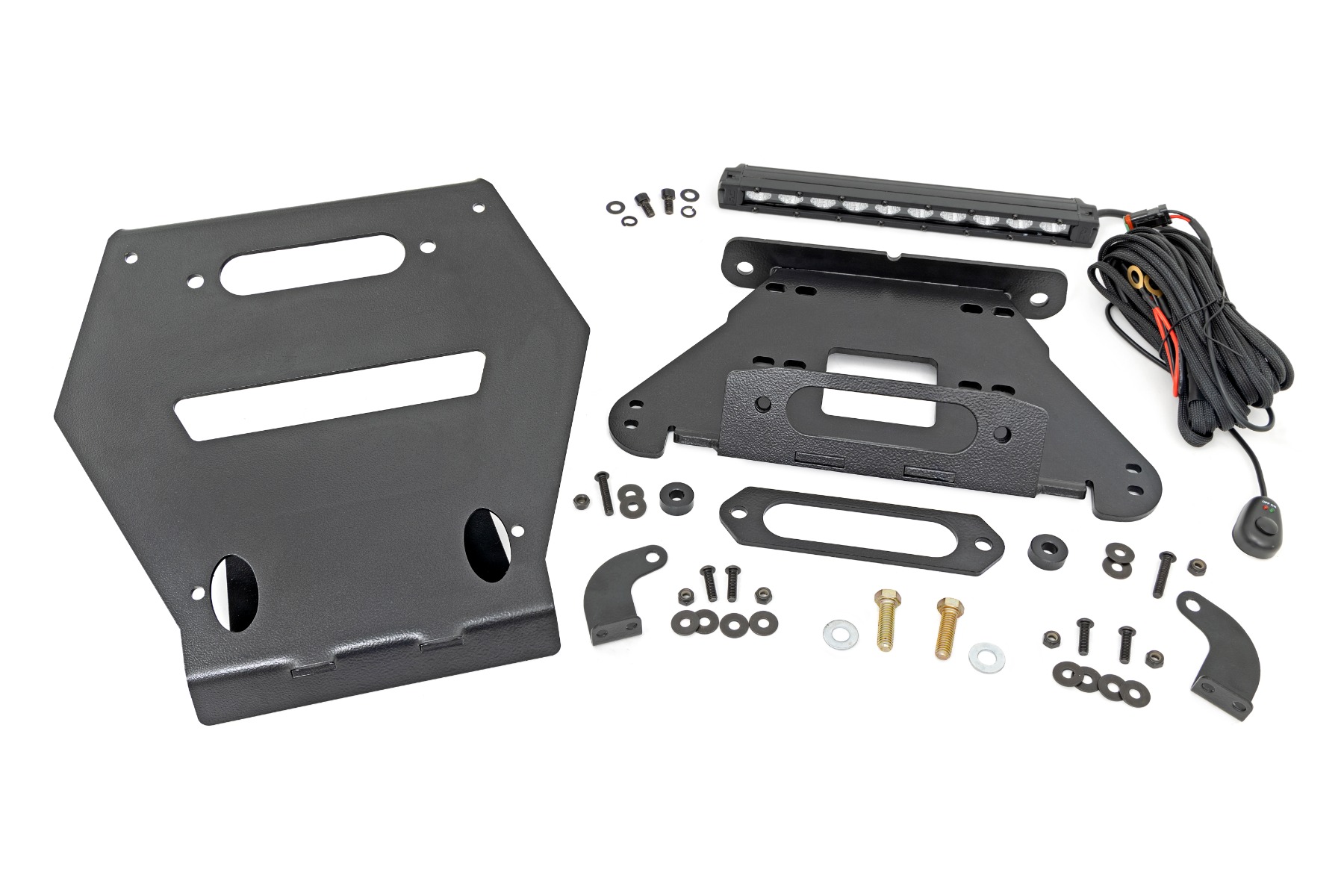 Rough Country LED Light Winch Mount Front 10β³ Black Slimline Polaris RZR Pro R
