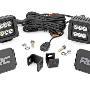 Rough Country LED Light Kit Ditch Mount 2β³ Black Pair Spot Toyota Tundra (22-26)