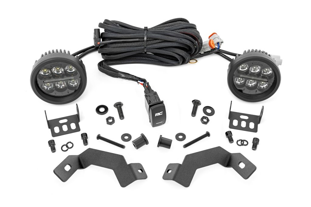 Rough Country LED Light Kit Ditch Mount Black Series Round 3.5 Inch Amber DRL Toyota LandCruiser (2024)
