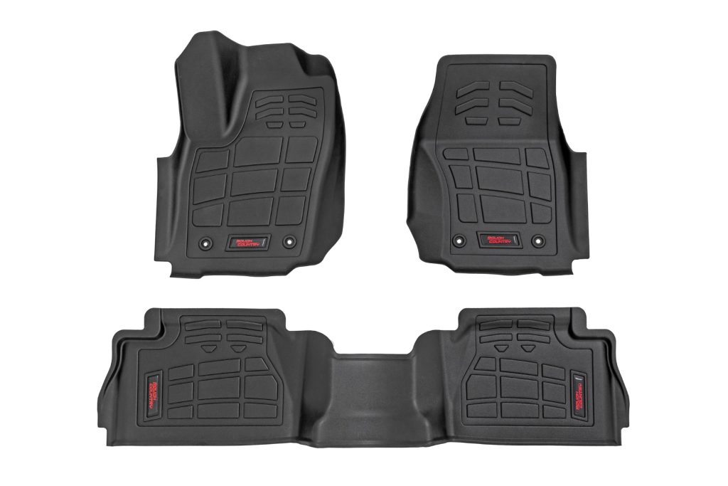 Rough Country Sure-Fit Floor Mats Front & Rear Double Cab Toyota Tacoma (24-26)