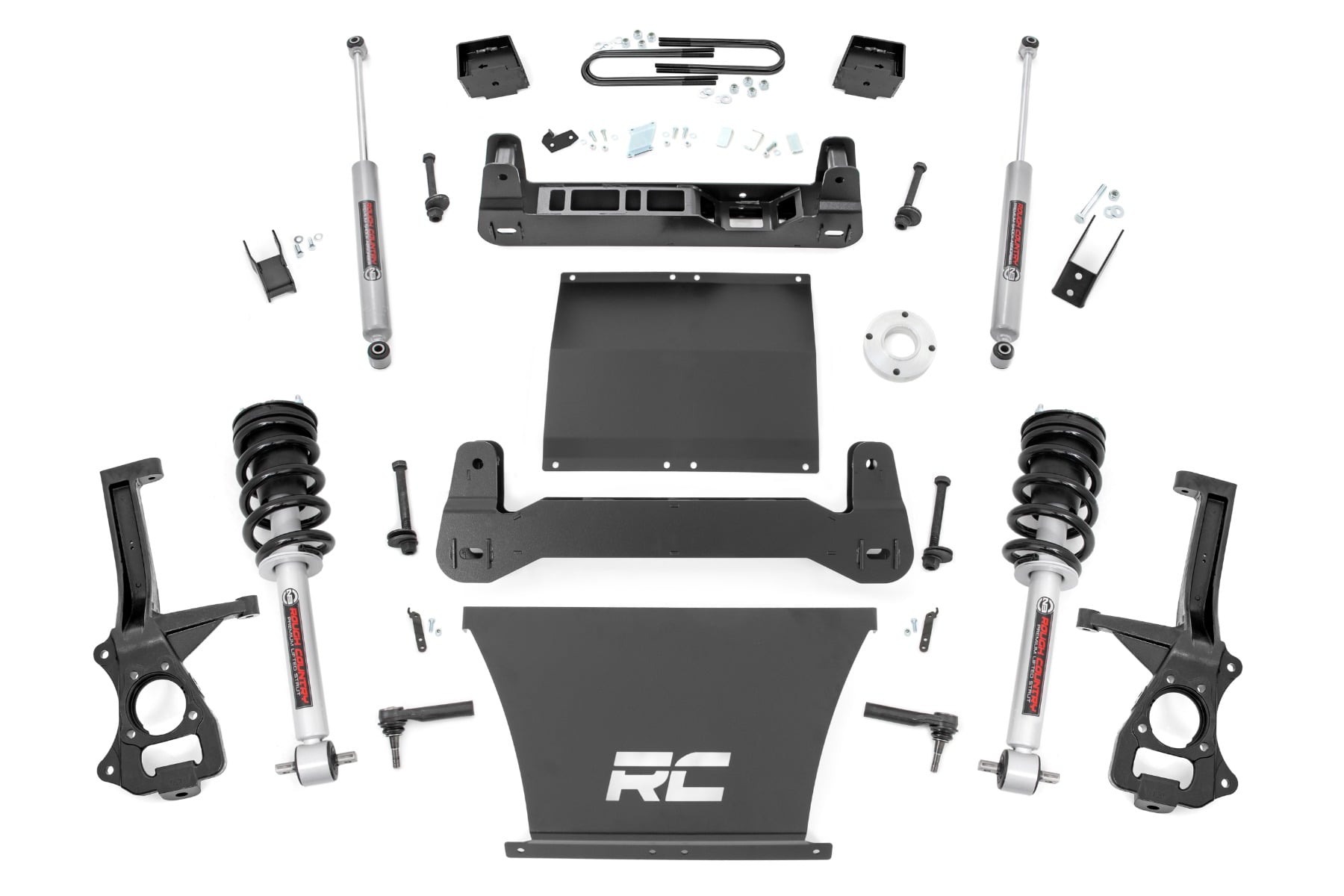 Rough Country 6 Inch Lift Kit Mono Leaf Rear N3 Struts Chevy Silverado 1500 (25-26)