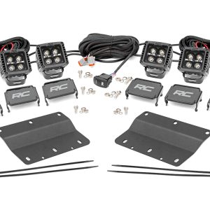Rough Country LED Light Kit Fog Mount Triple 2″ Black Pair Amber DRL Ford Bronco (21-26)