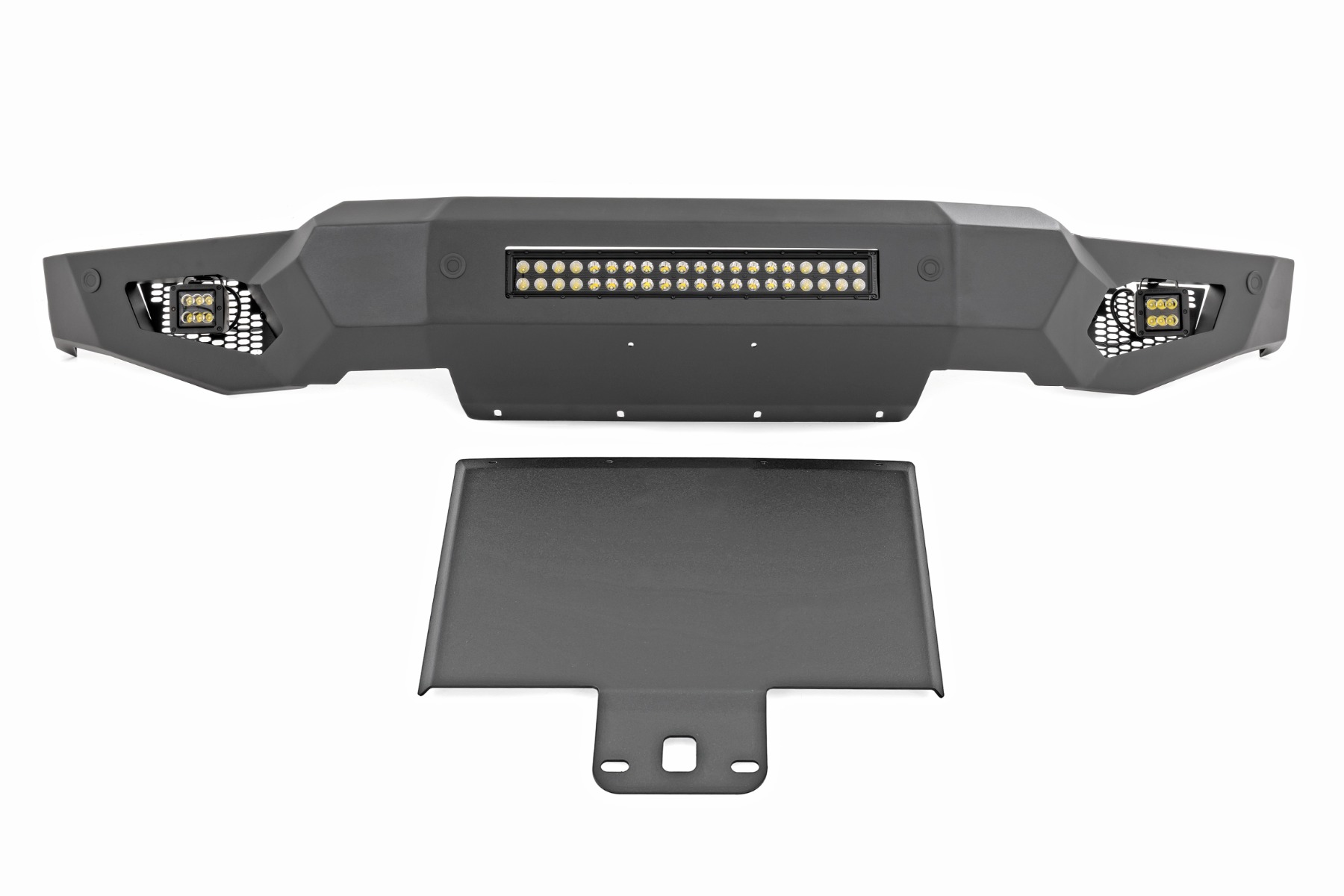 Rough Country High Clearance Front Bumper LED Lights & Skid Plate Ford F-150 (21-23)