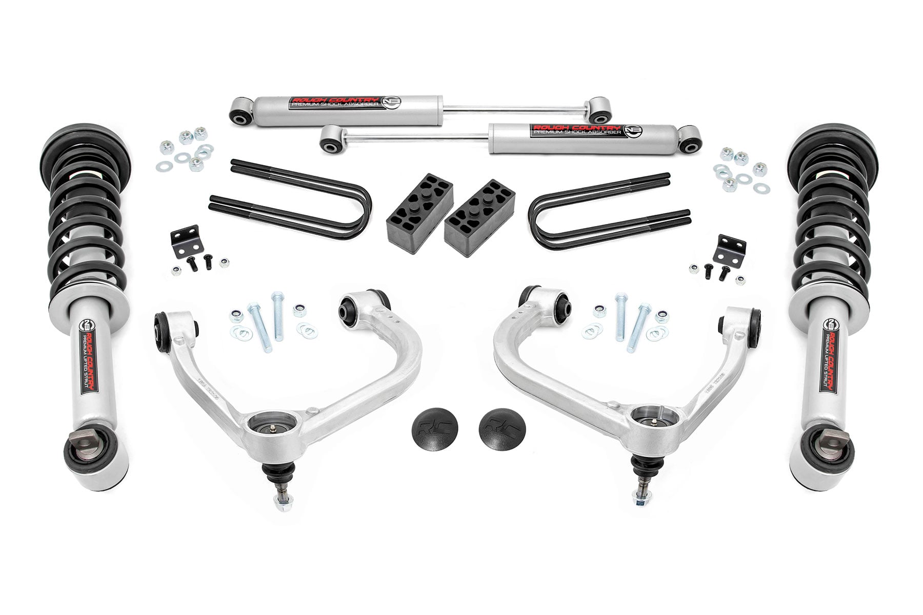Rough Country 3 Inch Lift Kit Forged UCA N3 Struts Ford F-150 4WD (2021-2026)