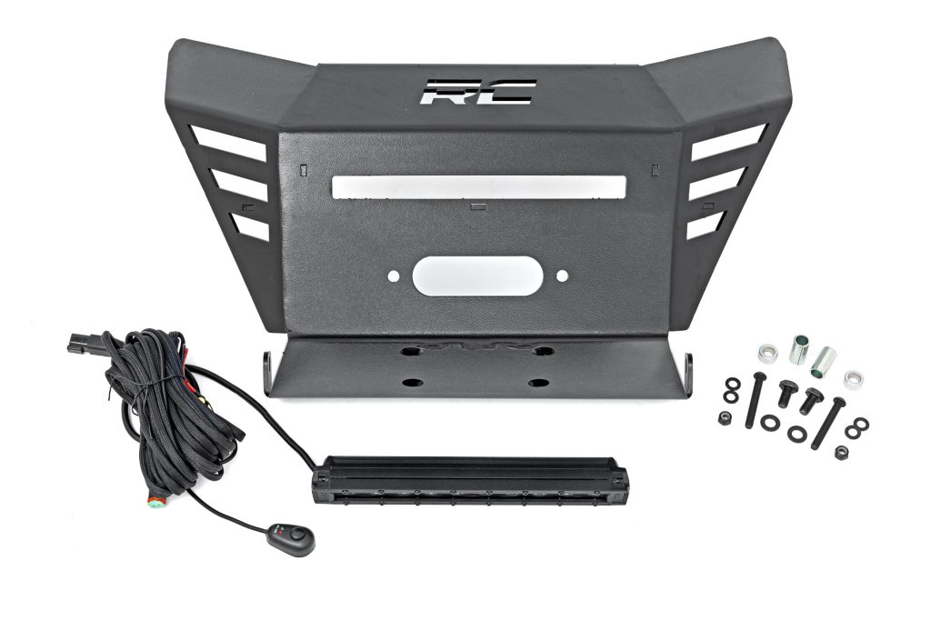 Rough Country Winch Plate 10″ Black Slimline Honda Pioneer 520