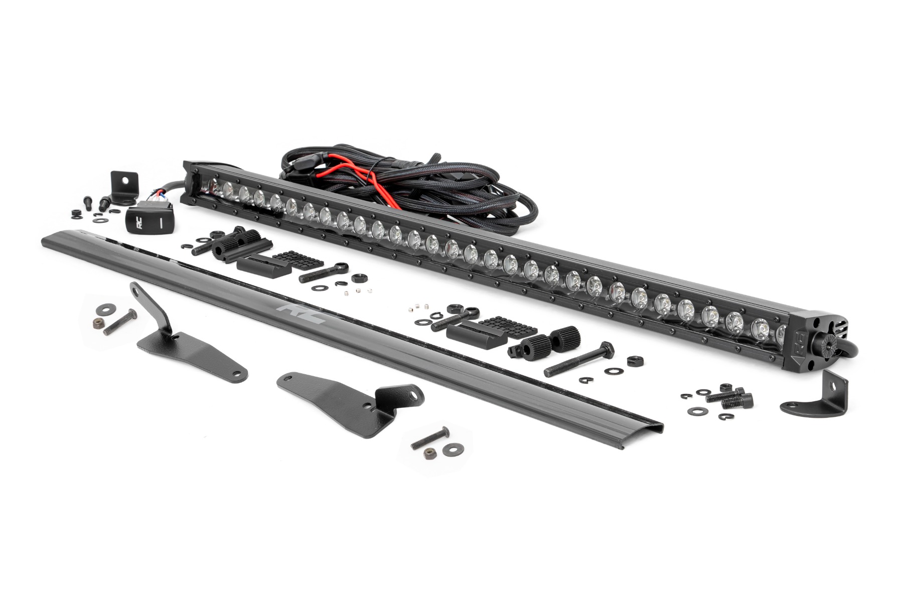 Rough Country 30β³ Single Row Light Mount Front Black Series White DRL Polaris RZR Turbo R