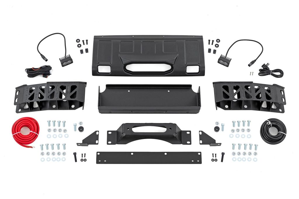 Rough Country FXS Hidden Winch Mount Yellow SAE Fog Toyota Land Cruiser 4WD (24-26)