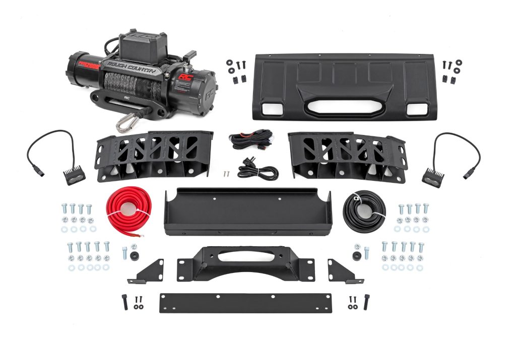 Rough Country FXS Hidden Winch Mount White SAE PRO1200S Toyota Land Cruiser (24-26)