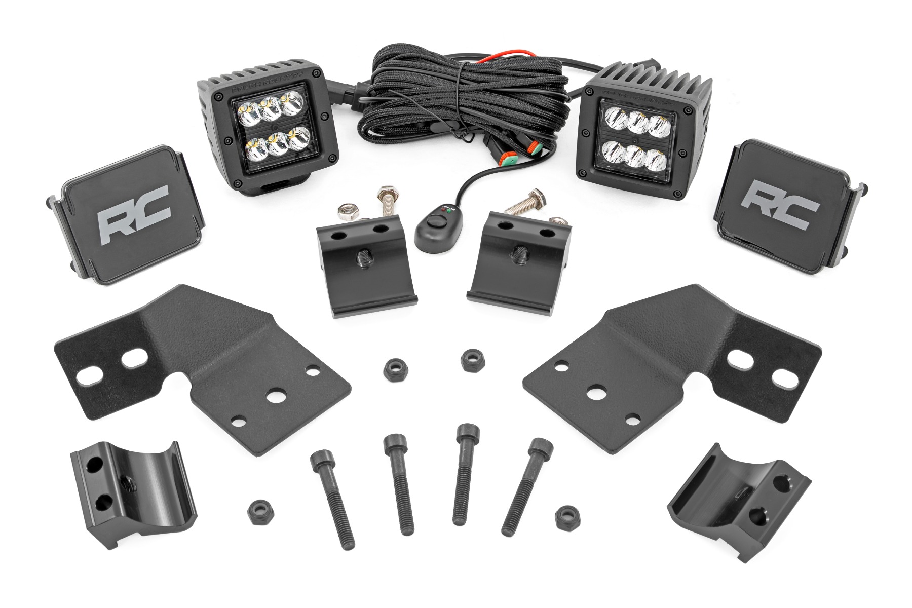 Rough Country LED Light Kit Front Mount 2″ Black Pair Polaris XPEDITION XP