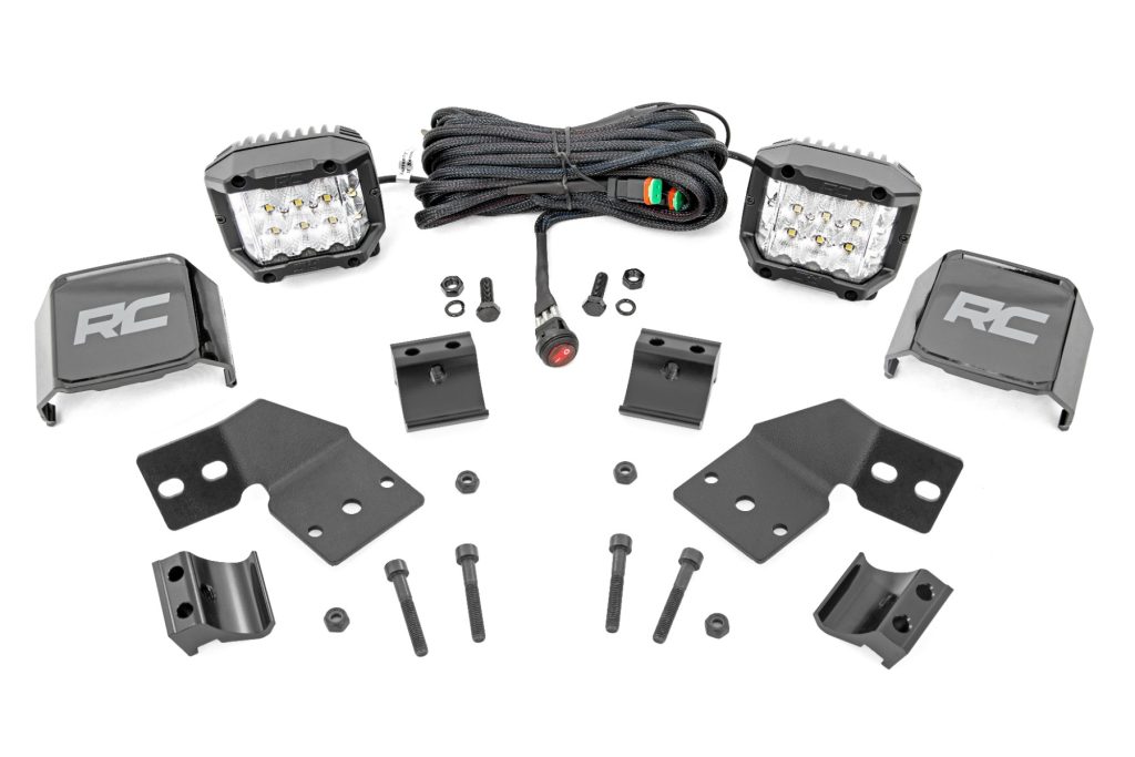 Rough Country LED Light Kit Front Mount 3″ Chrome Pair Wide Angle Polaris XPEDITION ADV 5