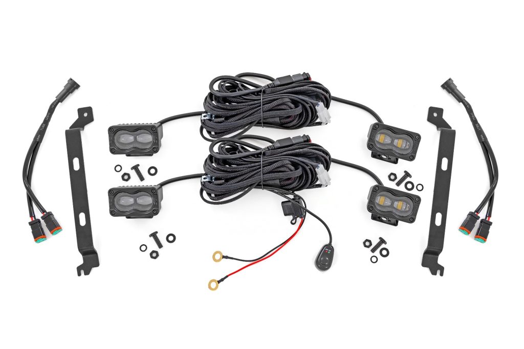 Rough Country LED Fog Light Kit 3x1.75 Inch Black Series Slim Aux Toyota Tacoma (24-26)