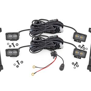 Rough Country LED Fog Light Kit 3x1.75 Inch Black Series Slim Aux Toyota Tacoma (24-26)