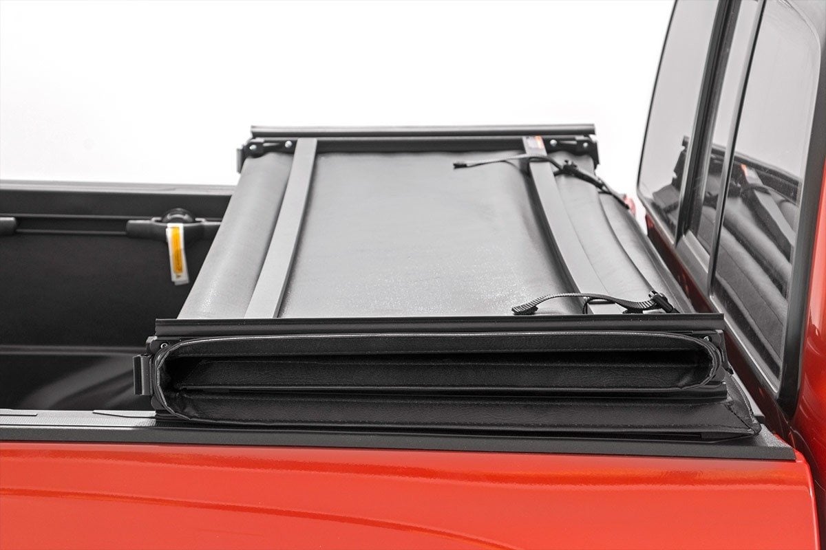 Rough Country Soft Tri-Fold Bed Cover 6β7β³ Bed Ford F-150 (15-20)/Raptor (17-20)