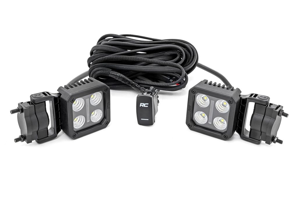 Rough Country Black Series LED Light Pair 2 Inch Flood Swivel Mount