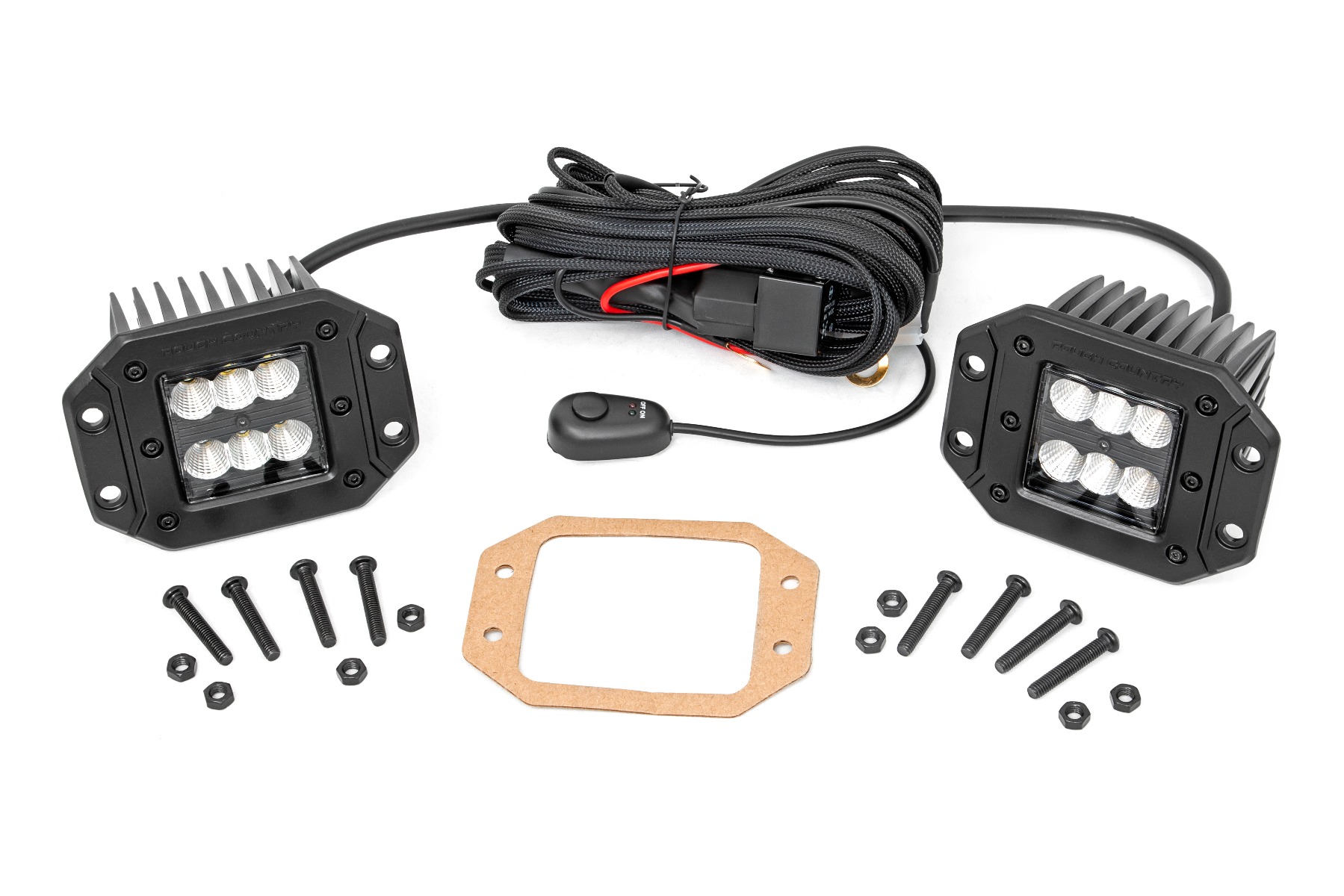 Rough Country 2 Inch Black Series LED Light Pods Pair Flood Flush Mount