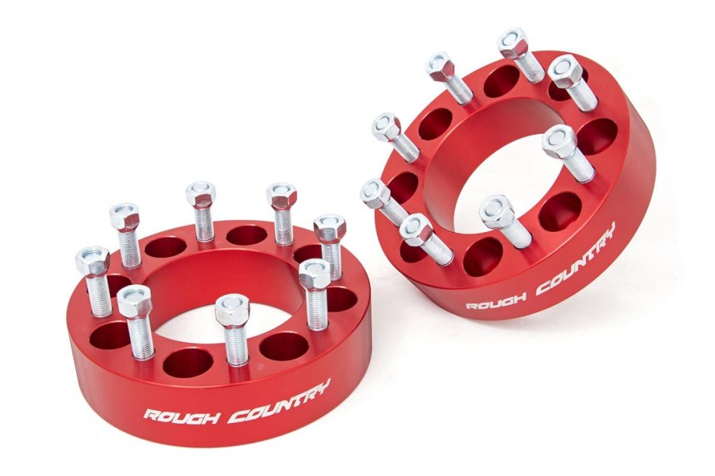 Rough Country 2 Inch Wheel Spacers 8x6.5 Red Multiple Makes & Models (Chevy/GMC/Ram)