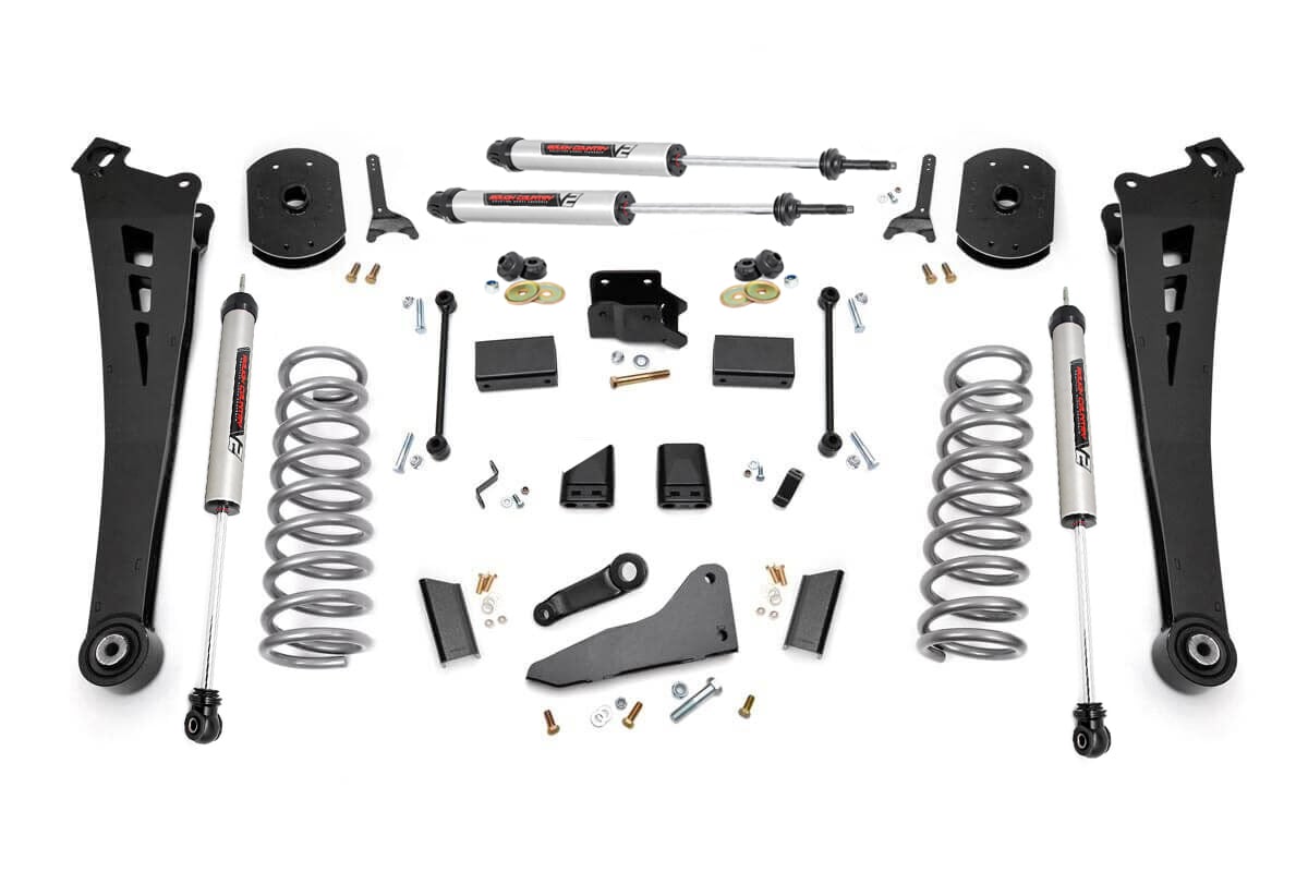 Rough Country 5 Inch Lift Kit FR Gas Coil Radius Arms V2 Ram 2500 4WD (2014-2018)