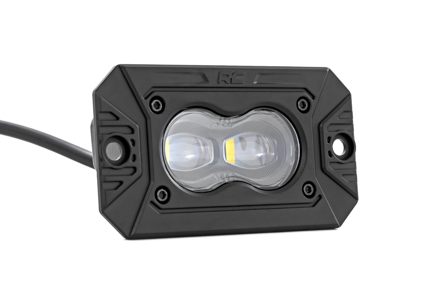 Rough Country 3x1.75 Inch Black Series LED Slim Aux SAE Fog Flush Mount Pair
