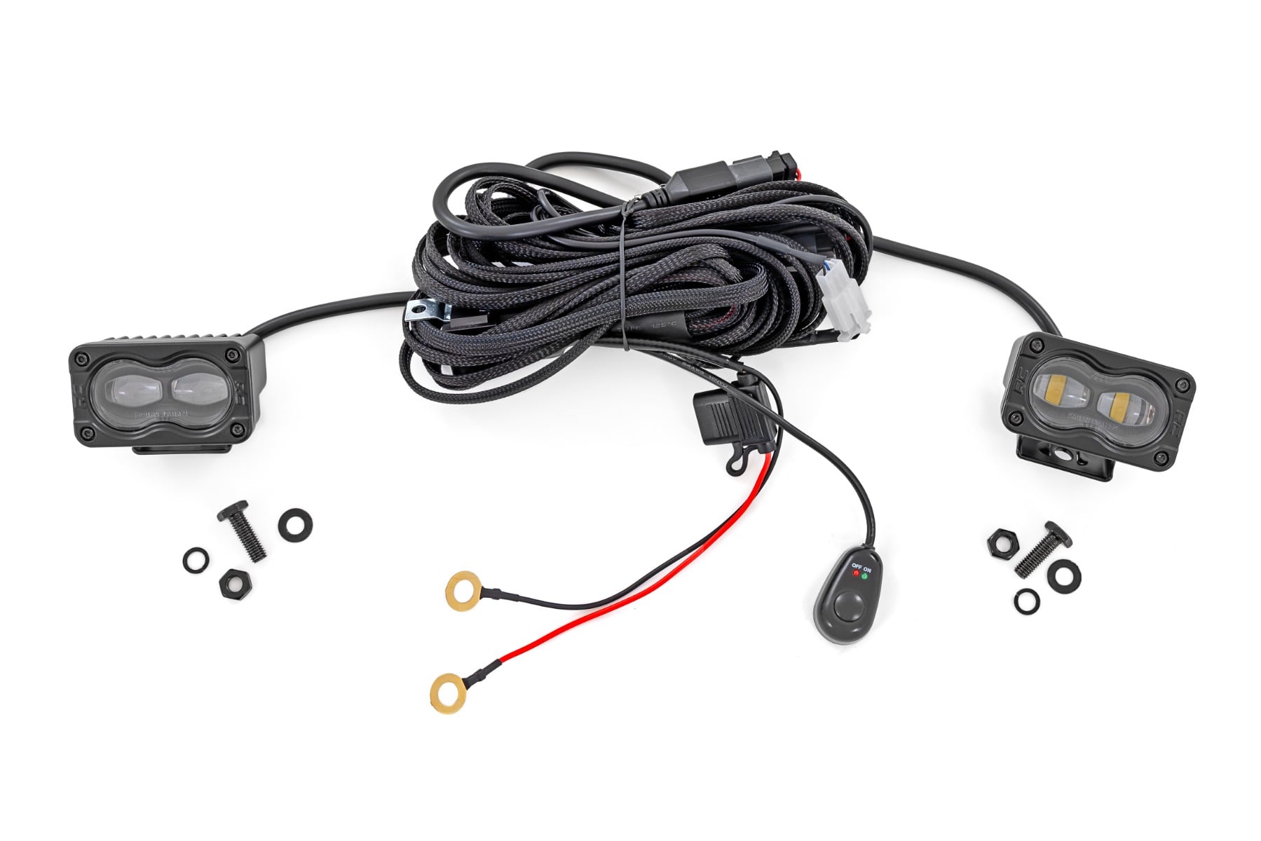 Rough Country 3x1.75 Inch Black Series Yellow LED Slim Aux SAE Fog Pair