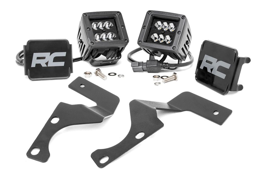 Rough Country LED Light Kit Ditch Mount 2″ Black Spot Pair Toyota 4Runner (10-24)