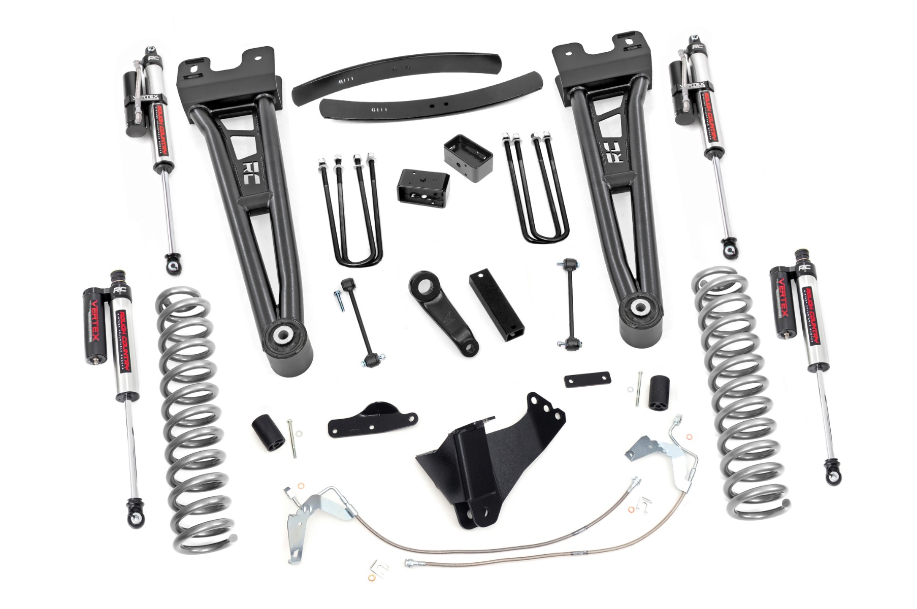 Rough Country 6 Inch Lift Kit Gas Radius Arm Vertex Ford F-250/F-350 Super Duty (08-10)