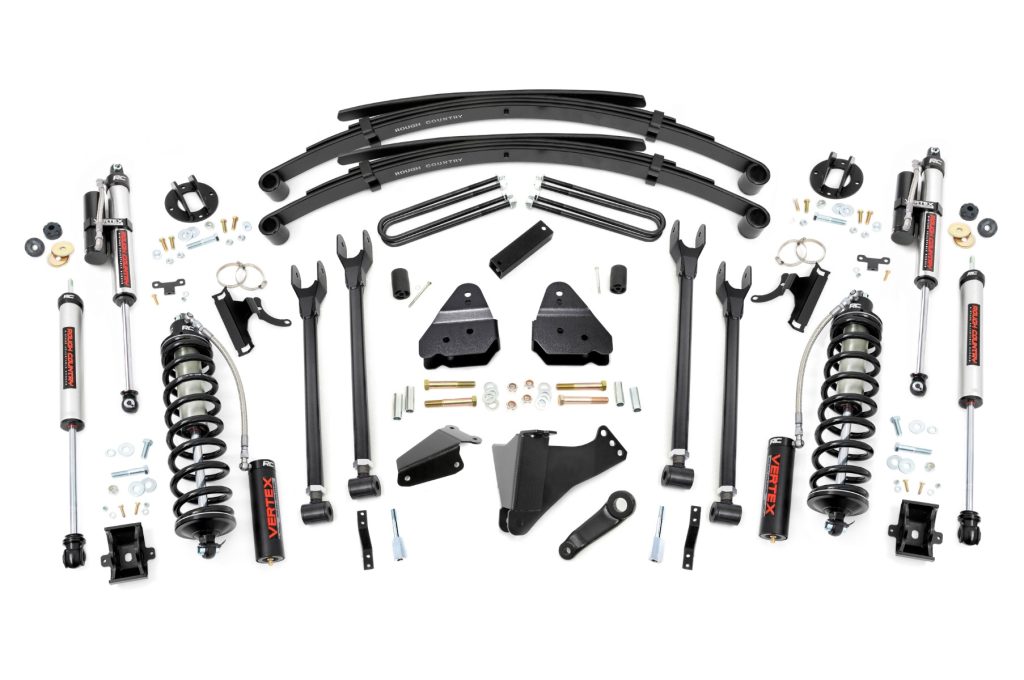 Rough Country 6 Inch Lift Kit Gas 4 Link RR Spring C/O Vertex Ford F-250/F-350 Super Duty (05-07)