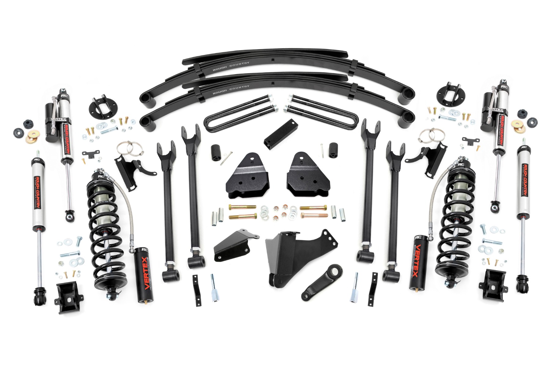 Rough Country 6 Inch Lift Kit Gas 4 Link RR Spring C/O Vertex Ford F-250/F-350 Super Duty (05-07)