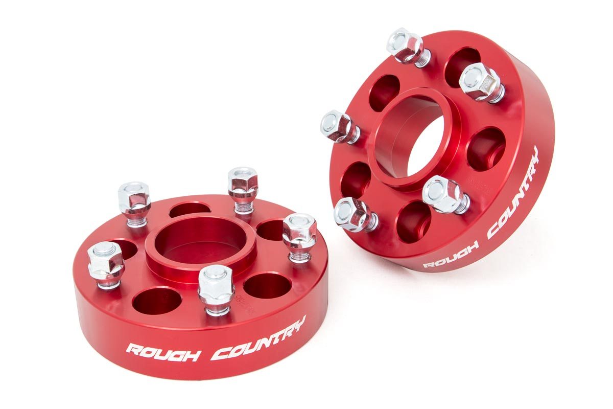 1.5 Inch Wheel Adapters | 5×4.5 to 5×5 | Red | Jeep Cherokee XJ/Comanche MJ/Wrangler TJ — Rough Country