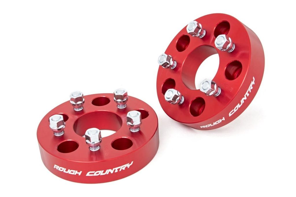 Rough Country 1.5 Inch Wheel Adapters 5x5 to 5x4.5 Red Jeep Wrangler JK/Wrangler Unlimited (07-18)