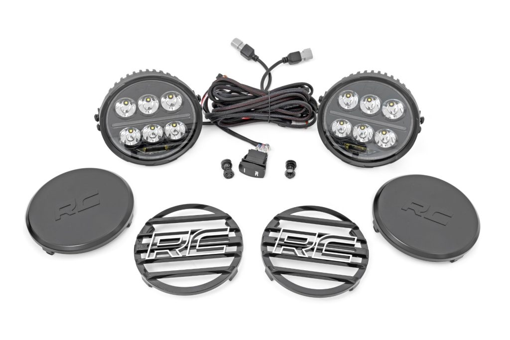 Rough Country Black Series Halo LED Light Pair White/Amber DRL 6.5 Inch Round