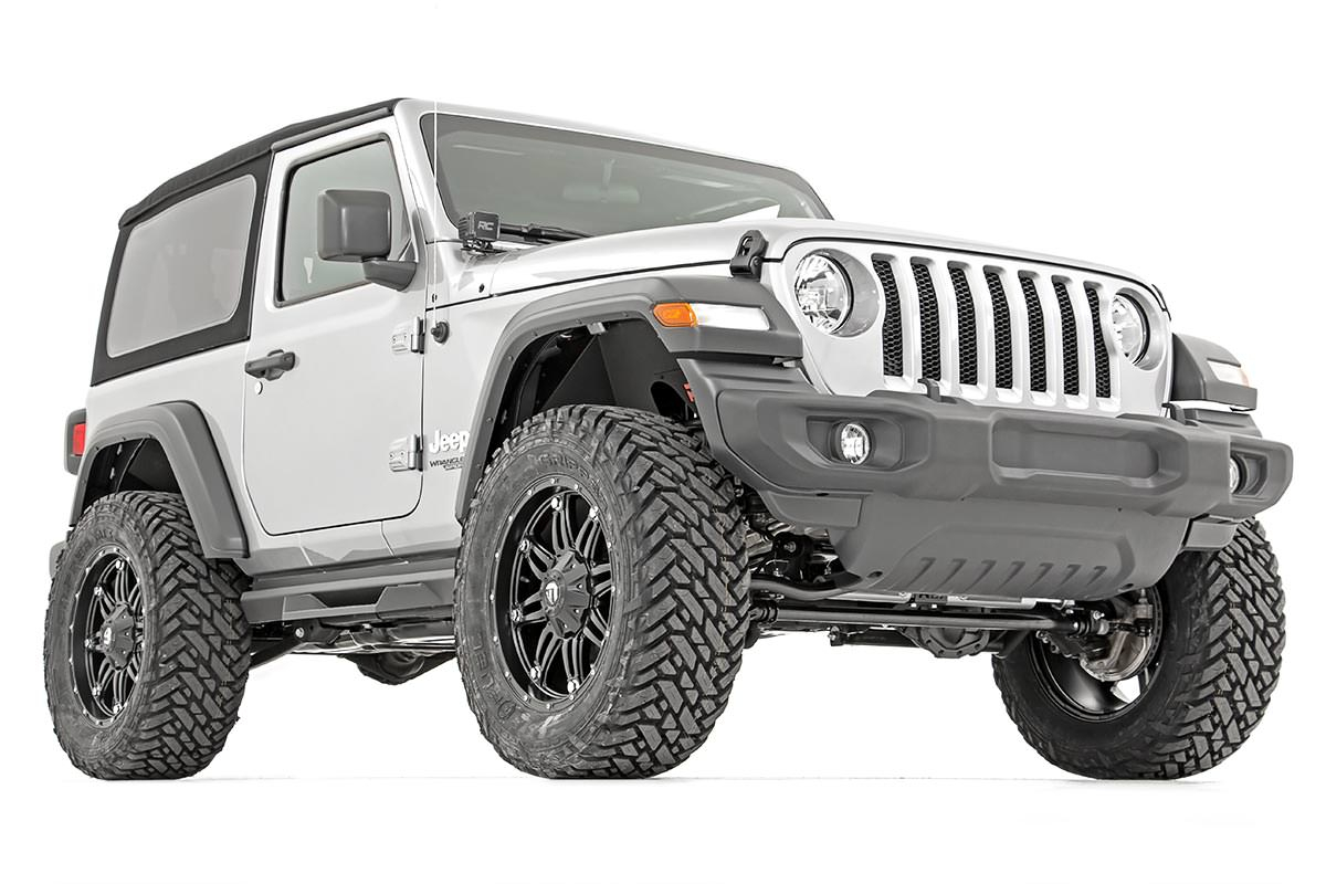 Rough Country 3.5 Inch Lift Kit Adj LCA FR D/S M1 Jeep Wrangler JL Rubicon (18-23)