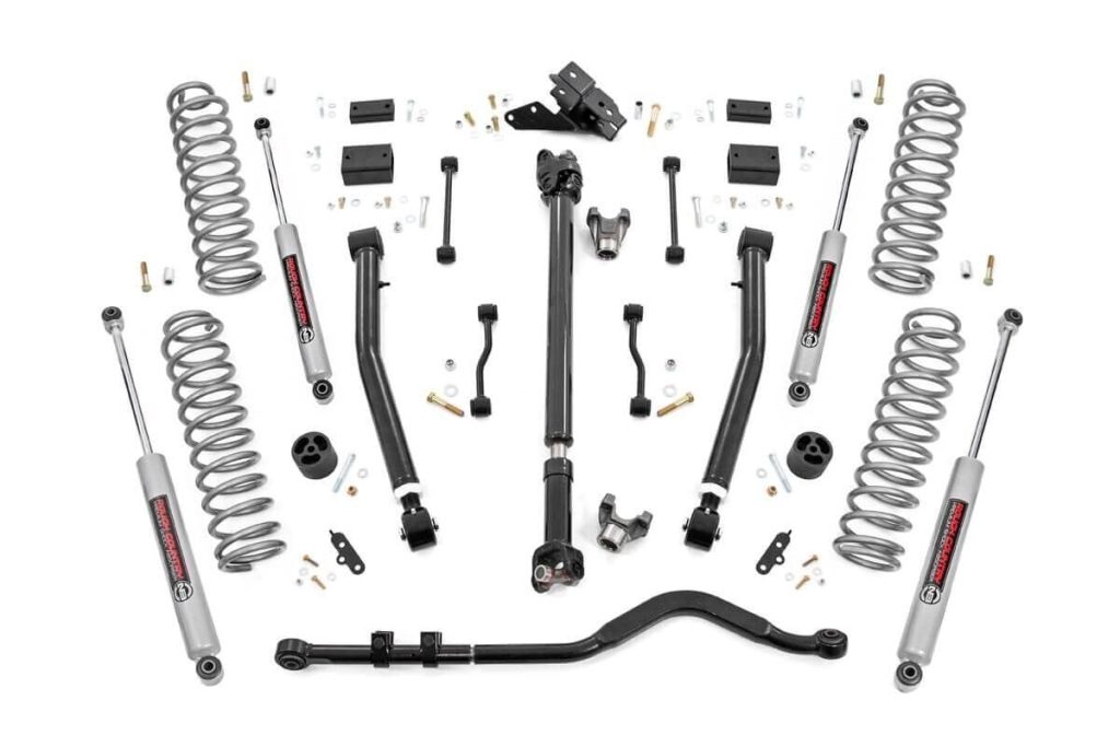 Rough Country 3.5 Inch Lift Kit Adj LCA FR D/S Jeep Wrangler JL Rubicon 4WD (18-23)
