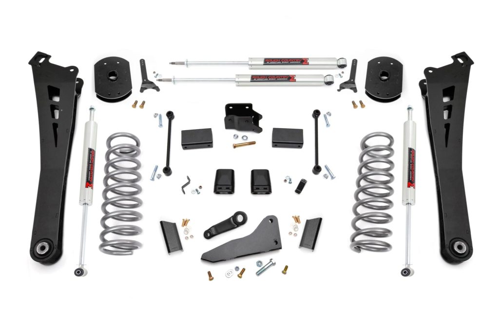 Rough Country 5 Inch Lift Kit FR Gas Coil Radius Arms M1 Ram 2500 4WD (2014-2018)