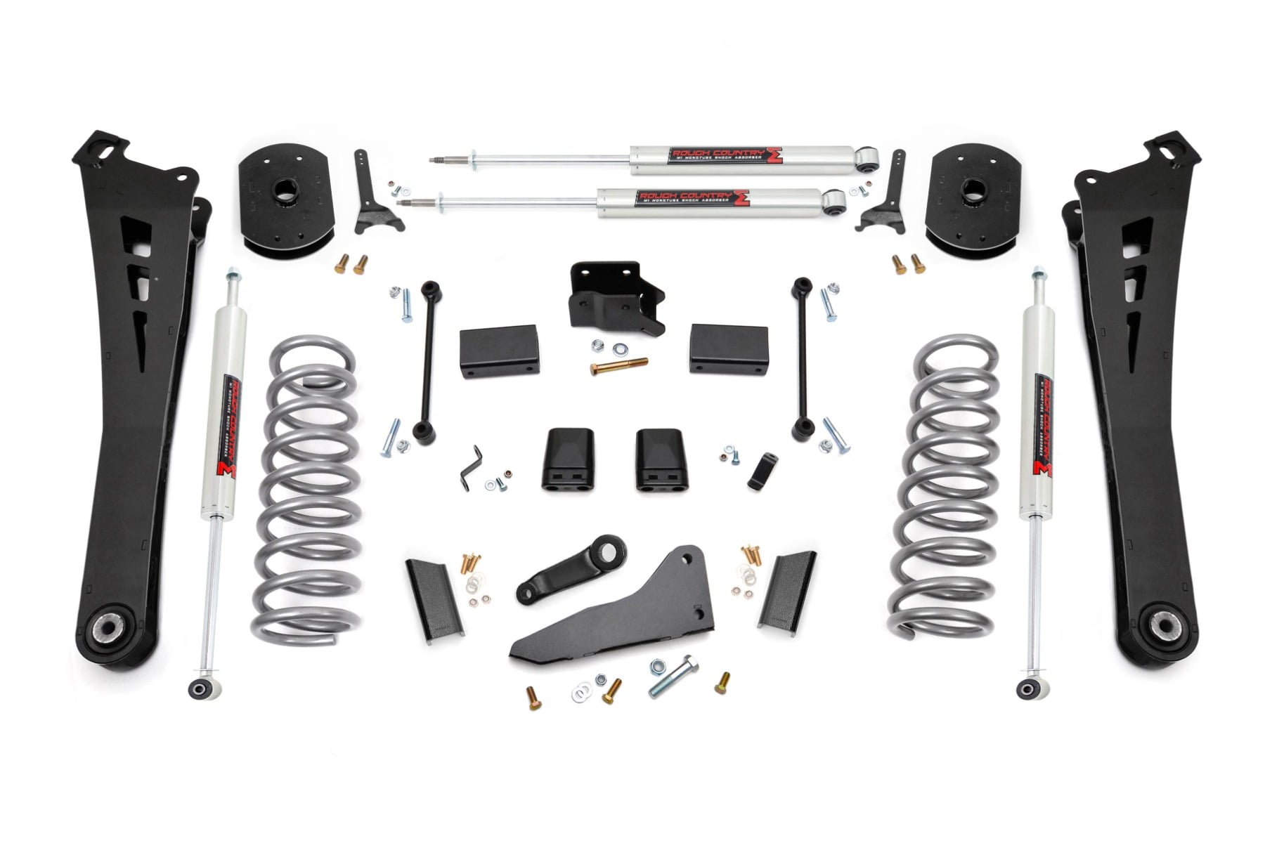 Rough Country 5 Inch Lift Kit FR Gas Coil Radius Arms M1 Ram 2500 4WD (2014-2018)
