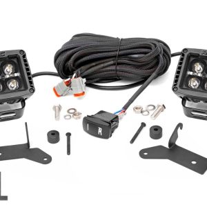 Rough Country LED Light Kit Hinge Mount 2″ Black Pair Amber DRL Jeep Gladiator JT/Wrangler JL (18-26)