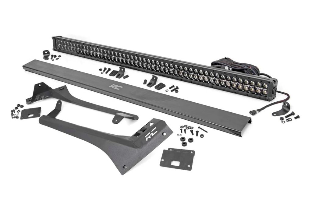 Rough Country LED Light Kit Windshield 50″ BLK Dual Row Amber DRL Jeep Gladiator JT/Wrangler JL (18-26)