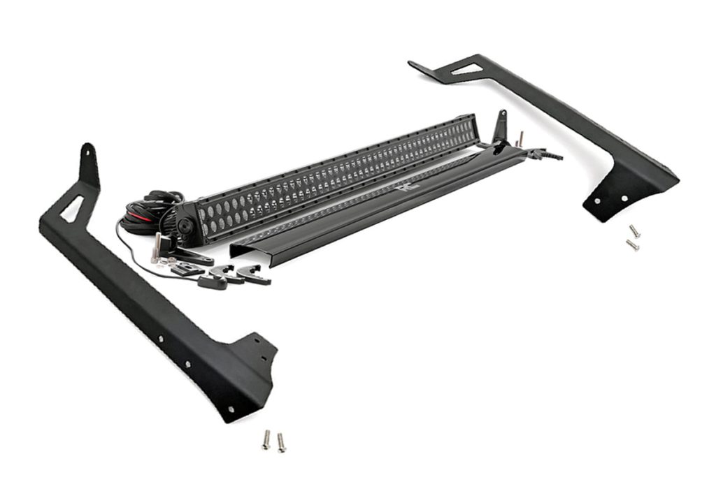 Rough Country LED Light Kit Windshield Mount 50″ Black Dual Row Jeep Wrangler JK (07-18)