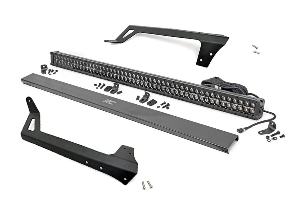 Rough Country LED Light Windshield Mnt 50″ Black Dual Row Amber DRL Jeep Wrangler JK (07-18)