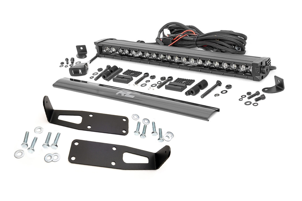 Rough Country LED Light Kit Bumper Mount 20″ Black Single Row White DRL Ram 2500 (03-18)/3500 (03-18)