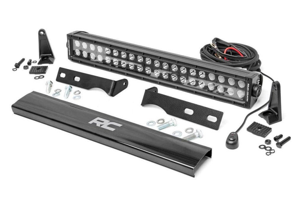 Rough Country LED Light Kit Bumper Mount 20″ Black Dual Row Jeep Grand Cherokee WK2 (11-20)
