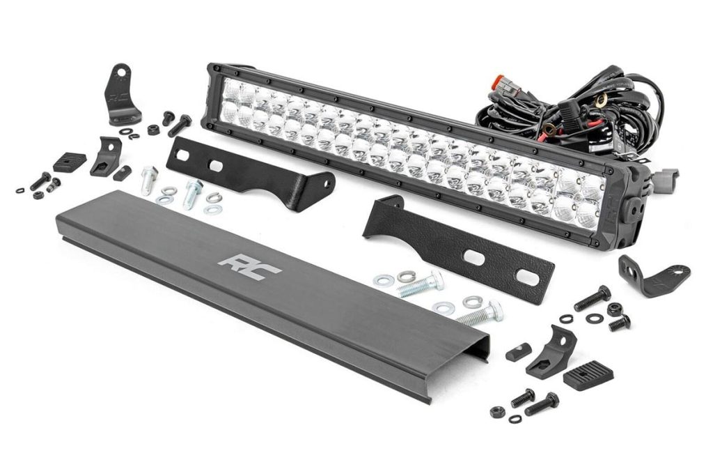 Rough Country LED Light Kit Bumper Mount 20″ Chrome Dual Row White DRL Jeep Grand Cherokee WK2 (11-20)
