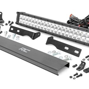 Rough Country LED Light Kit Bumper Mount 20″ Chrome Dual Row Amber DRL Jeep Grand Cherokee WK2 (11-20)