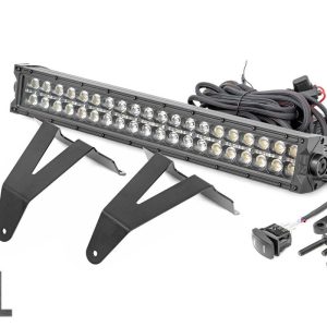 Rough Country LED Light Kit Bumper Mount 20″ Black Dual Row Amber DRL Ram 1500 (19-24)