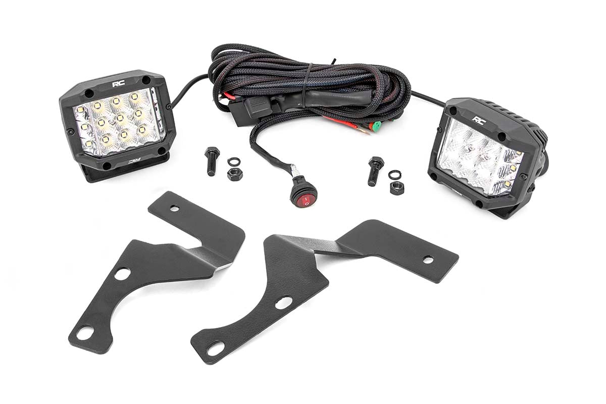 Rough Country LED Light Kit Ditch Mount 3β³ Chrome Wide Angle Pair